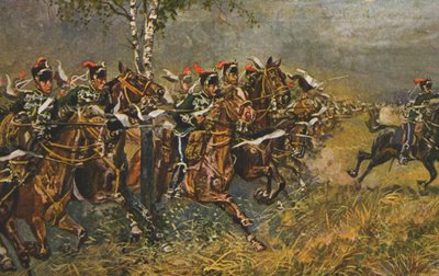 Historyczna pocztówka z motywem wojennym, atak na wojska pruskie, Niemcy autorstwa Unknown artist