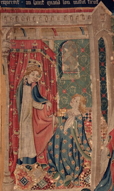 Historia św. Piata i św. Eleutery, Scena 11: Kuszenie św. Eleutery (Córka trybuna umrze, aby nie otrzymać szalonej miłości, której żąda święty, gdy zaciągnie się płaszcz). Sprzedaż. autorstwa Unknown artist