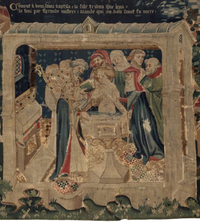 Historia św. Piata i św. Eleuthere, Scena 13: Chrzest Blanda autorstwa Unknown artist