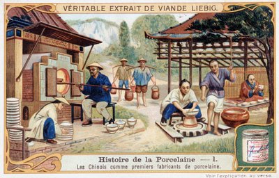 Historia porcelany: Chińczycy jako pierwsi producenci porcelany – chromolitografia Liebiga autorstwa Unknown artist
