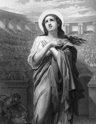 Święta Felicity. Męczeństwo wdowy i rzymskie. (II c.) w „Świętych Niewiastach””.1852 autorstwa Unknown artist