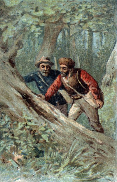 Poszukiwacze miodu w Kanadzie szukają drzewa roju. Chromolitografia z końca XIX wieku. autorstwa Unknown artist