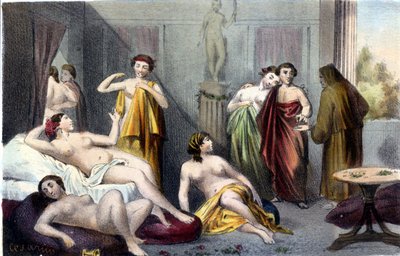 Dom w starożytnej Grecji. Grawerowanie sd z XIX wieku. autorstwa Unknown artist