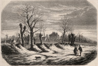 Dom George Sand (1804-1876) (Aurore Dupin), baronowa Dudevant do Nohant Vic (Nohant-Vic) w Indre (36). Grawer w „Le Monde illustrious” z 1857 r. Ze zbiorów prywatnych. autorstwa Unknown artist