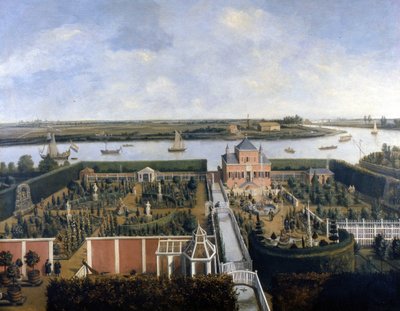 Dom nad brzegiem rzeki. Ilustracja z XVII wieku. Muzeum Historyczne Amsterdamu autorstwa Unknown artist