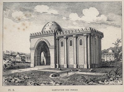 Mieszkalnictwo Persów - rycina z 1889 r. w „Historia zamieszkiwania ludzi na Wystawie Powszechnej z 1889 r., p. Charles GARNIER - Librairie centrale des beaux-arts Paris 1889 autorstwa Unknown artist