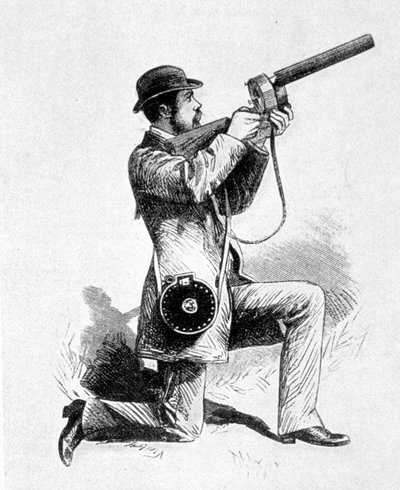Jak karabin Etienne Jules (Etienne-Jules) Marey był używany do fotografowania ptaków. autorstwa Unknown artist