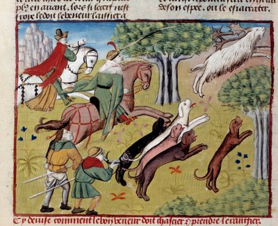 Jak upolować miniaturowego jelenia z „Księgi łowów” Gastona III Phoebusa, hrabiego Foix, Lorda Bearn (1331-1391) autorstwa Unknown artist