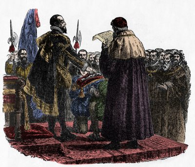 Hugh Capet składa przysięgę Władcy - Hugues Capet (ok. 941-996), król Franków, złożył przysięgę Władcy w latach 987 -1882 autorstwa Unknown artist