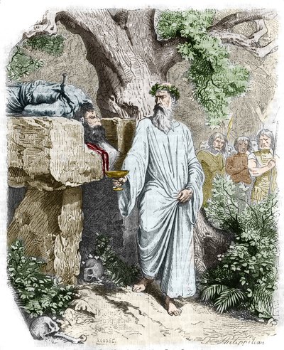 Ofiara z ludzi złożona przez galijskiego druida – w „Histoire de France” Anquetila. 19 wiek. autorstwa Unknown artist