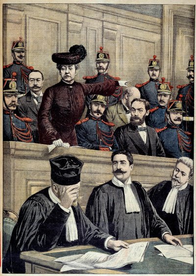 Sprawa Humberta: proces Therese Humbert (1856-1918), reprezentowanej przez francuskiego oszusta, który udawał, że jest spadkobiercą amerykańskiego milionera. 1903 Kolekcja prywatna autorstwa Unknown artist