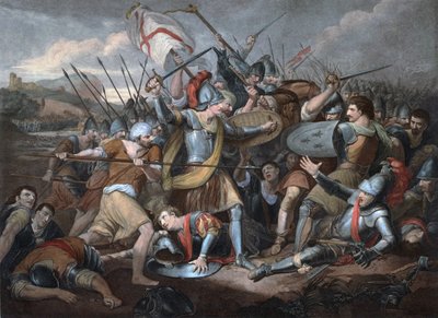 Wojna stuletnia: „”Bitwa pod Agincourt w dniu 25.10.1415”” – Grawerowanie autorstwa Unknown artist
