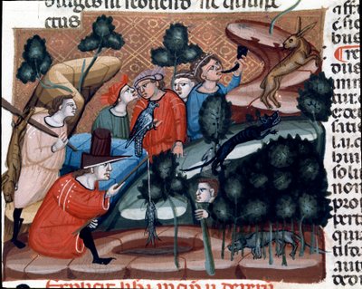 Sceny myśliwskie Miniatura zaczerpnięta z Kodeksu Justyniana (Codex Justinianus), zbioru praw i instytucji wydanych za cesarza rzymskiego Bizancjum Justyniana I (483-565) autorstwa Unknown artist