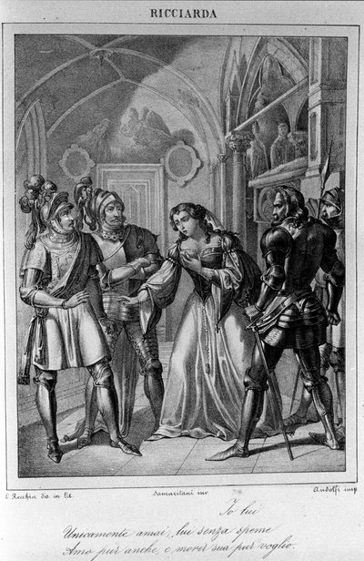 Ilustracja do aktu III „Ricciarda” włoskiego poety i dramaturga Ugo Foscolo (1778-1827) XIX wiek autorstwa Unknown artist
