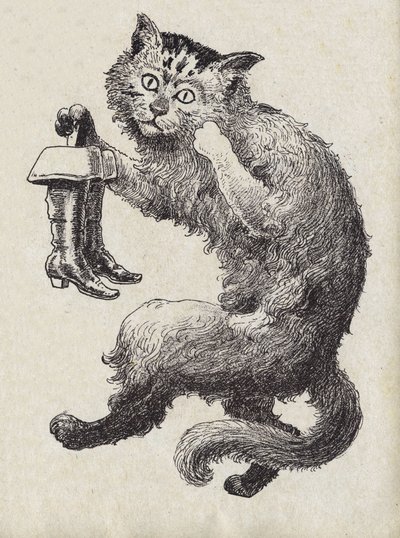 Ilustracja do „”Le chat Botte””, opowiadania Charlesa Perraulta (1628-1703), francuskiego pisarza. Anonimowa ilustracja. Zdjęcia Marcel Vagne, Jarville Nancy, bez daty (koniec XIX wieku). autorstwa Unknown artist