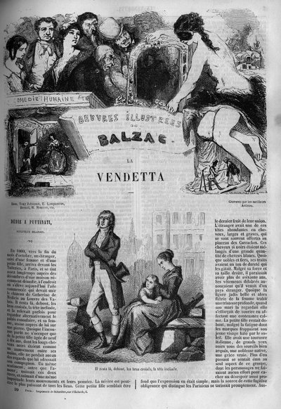 Ilustracja do powieści Honore de Balzac „Wendetta” (1799-1850). autorstwa Unknown artist