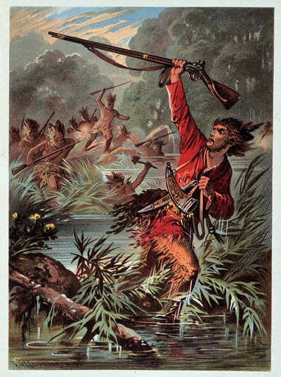 Ilustracja „Pończoch skórzanych” autorstwa F. Cooper autorstwa Unknown artist