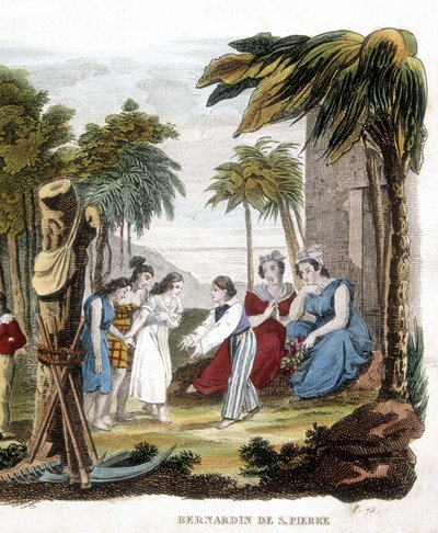 Ilustracja „Paul and Virginie” Bernardina de Saint Pierre (1737-1814). Rycina XIX wieku. autorstwa Unknown artist