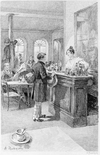 Ilustracja „Czerwonego i czarnego”. Stendhala. 1831. Rycina z końca XIX wieku. autorstwa Unknown artist