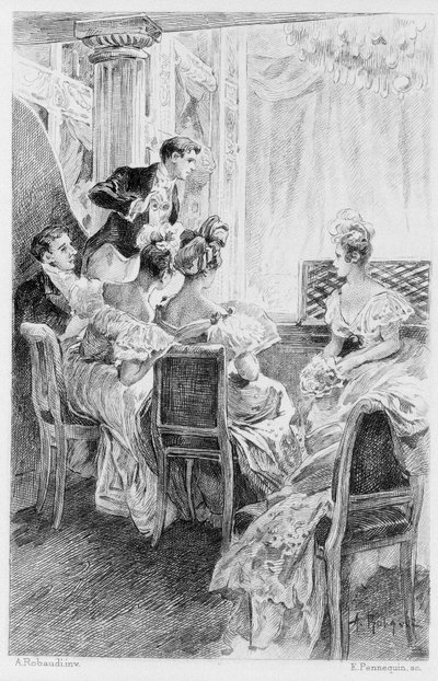 Ilustracja „Czerwonego i czarnego” autorstwa Stendhala. 1830. Rycina z końca XIX wieku. autorstwa Unknown artist