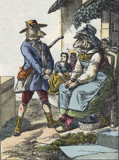 Ilustracja do bajki „Dobra mama owca”. W „Opowieściach z domu dla najmłodszych””. Anonimowy rycina z XIX wieku. autorstwa Unknown artist