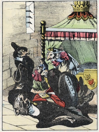 Ilustracja do bajki „Straszny Raminagrobis i myszy”””””””””””””””””””””””””””””””””””””””””””””””””””. W „Opowieściach z domu dla najmłodszych””. Anonimowy rycina z XIX wieku. autorstwa Unknown artist