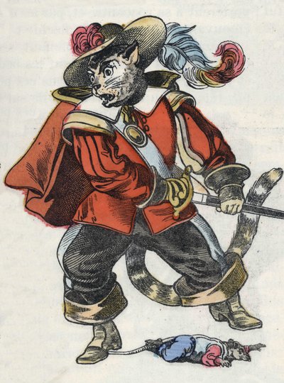 Ilustracja do bajki „Straszny Raminagrobis i myszy”””””””””””””””””””””””””””””””””””””””””””””””””””. W „Opowieściach z domu dla najmłodszych””. Anonimowy rycina z XIX wieku. autorstwa Unknown artist