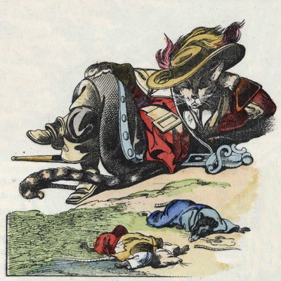 Ilustracja do bajki „Straszny Raminagrobis i myszy”””””””””””””””””””””””””””””””””””””””””””””””””””. W „Opowieściach z domu dla najmłodszych””. Anonimowy rycina z XIX wieku. autorstwa Unknown artist