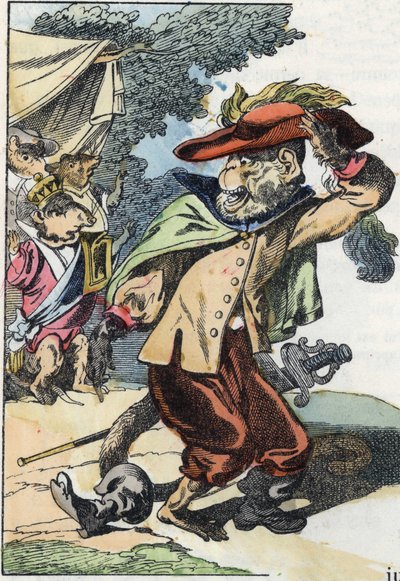 Ilustracja do bajki „Straszny Raminagrobis i myszy”””””””””””””””””””””””””””””””””””””””””””””””””””. W „Opowieściach z domu dla najmłodszych””. Anonimowy rycina z XIX wieku. autorstwa Unknown artist