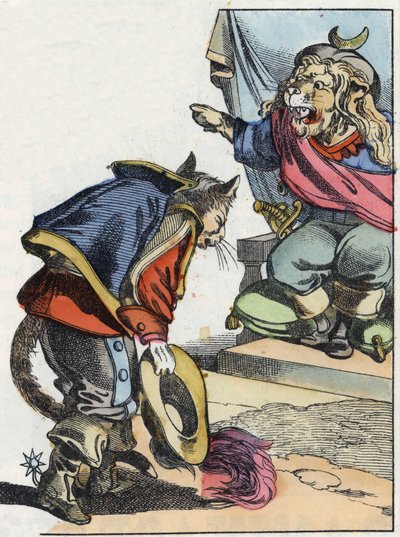Ilustracja do bajki „Straszny Raminagrobis i myszy”””””””””””””””””””””””””””””””””””””””””””””””””””. W „Opowieściach z domu dla najmłodszych””. Anonimowy rycina z XIX wieku. autorstwa Unknown artist