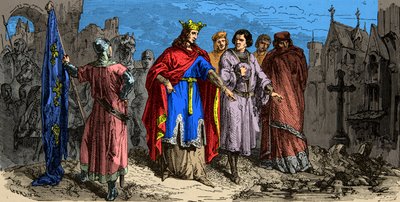 W 1186 Philippe Auguste (1165-1223) nakazał brukować ulice Paryża, Grawerowanie XIX w. autorstwa Unknown artist