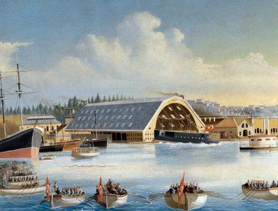 Inauguracja statku w stoczni Taskizak w 1880 roku Detal. Obraz. Stambuł, Muzeum Marynarki Wojennej autorstwa Unknown artist