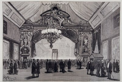 Oświetlenie żarowe na Wystawie Elektryków: żyrandol Werdermann w sali teatralnej - w „Nature” autorstwa Unknown artist