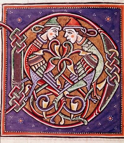 Pierwsza litera D z wyimaginowanymi stworzeniami (miniaturowe) autorstwa Unknown artist