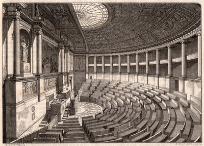 Wnętrze Izby Deputowanych (Zgromadzenia Narodowego), dawniej Palais Bourbon, Paryż, Francja autorstwa Unknown