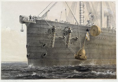 Instalacja kabla podmorskiego w 1858 r. (boja punktowa) - w telegrafie W.H. Russela „The Atlantic telegraph”, ok. 1860 r. autorstwa Unknown artist