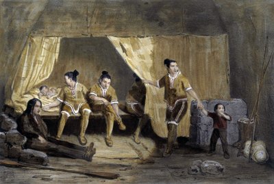 Wnętrze eskimoskiej skrzynki, Frederikshaab, Grenlandia - litografia autorstwa Unknown artist