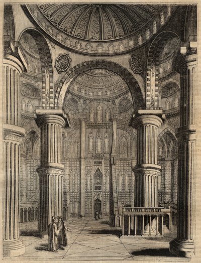 Wnętrze Błękitnego Meczetu, Stambuł, Turcja - 1838 - grawerowanie - autorstwa Unknown artist