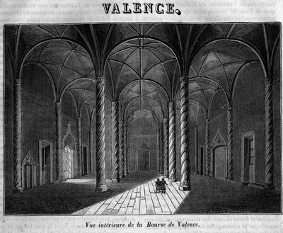 Widok wewnętrzny Giełdy Papierów Wartościowych w Walencji w XIX wieku. autorstwa Unknown artist