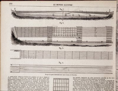 Międzynarodowy projekt mostu nad kanałem między Calais i Dover - w „The Illustrous World” z 16.11.1867 autorstwa Unknown artist