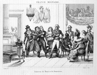 Wywiad Joachima Murata (1767-1815) i Dumourieza (1739 - 1823) - Rycina XIX wieku. autorstwa Unknown artist