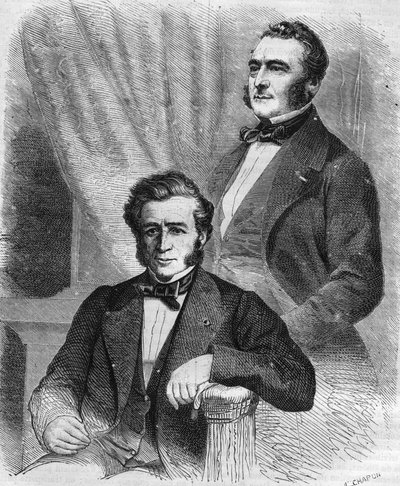 Isaac i Jacob Emile Pereire, francuscy biznesmeni, założyciele Société de Crédit Mobilier (1852). autorstwa Unknown artist