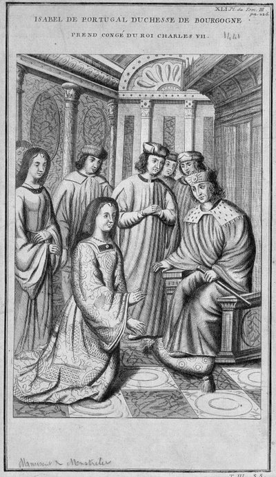 Izabela Portugalska (1397-1472) Księżna Burgundii przejmuje conge hard króla Karola VII. autorstwa Unknown artist