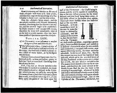 Strony włoskich i holenderskich termometrów z „” Mathematics Recreations”” Jeana leurechona (1591-1670) 1653 autorstwa Unknown artist