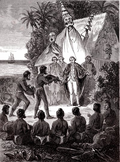 James Cook z tubylcami z Island Sandwich autorstwa Unknown artist
