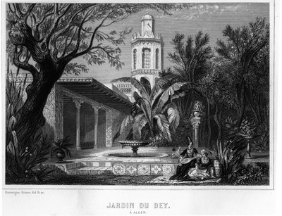 Jardin du dey w Algierze, położony w ufortyfikowanej dzielnicy Kasbah (casbah), główna rezydencja naczelnego generała armii francuskiej w 1830 r. – W „”L