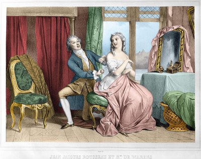 Jean Jacques Rousseau (1712-1778) i Madame de Warens (1700-1762). autorstwa Unknown artist