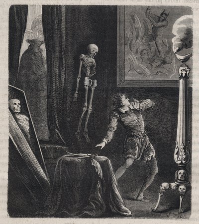 John Chatel (Chastel) (1575-1594) zamknięty przez jezuitów w izbie medytacji - przed zamachem na króla Francji Henryka IV w dniu 27 grudnia 1594. Rycina z 1879 r. w „Histoire des societes secretes, politiques et religieuses” za pomocą autorstwa Unknown artist