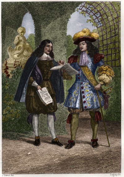 Jan Chrzciciel (Jean-Baptiste) Colbert (1619-1683) z Ludwikiem XIV, królem Francji i Nawarry (1638-1715). Rycina XIX wieku. Prywatna kolekcja. autorstwa Unknown artist