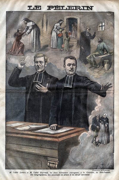 Jules Auguste Lemire (1853-1928) i Hippolyte Gayraud (1856-1911), francuscy duchowni i politycy, posłowie - grawer w „Le-Pelerin” z 1899 autorstwa Unknown artist